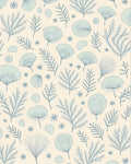 Pale Blue Botanical Fern Fan Rug