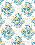 Teal and Gold Swirling Abstract Waves Rug