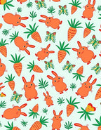 Cheerful Orange Bunny Carrot Garden Rug