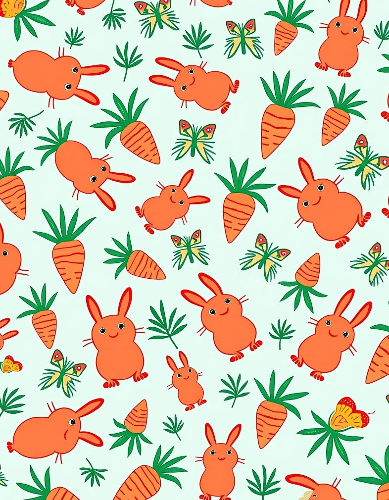 Cheerful Orange Bunny Carrot Garden Rug
