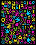 Vibrant Neon Alphabet Numbers Collage Rug