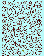 Light Blue Swirling Vine Star Accents Rug
