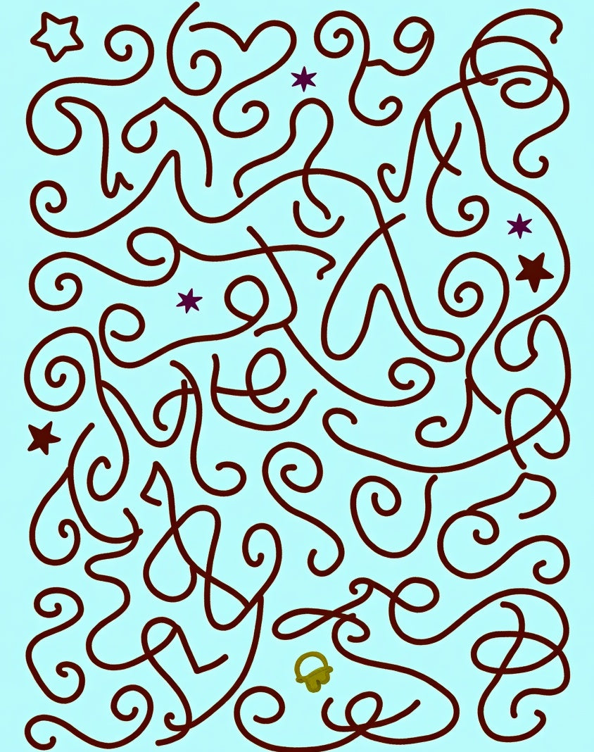 Light Blue Swirling Vine Star Accents Rug