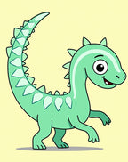 Green Cartoon Dinosaur Roaring Rug