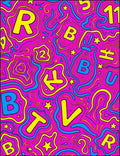 Bold Pink Yellow Blue Alphabet Swirls Rug