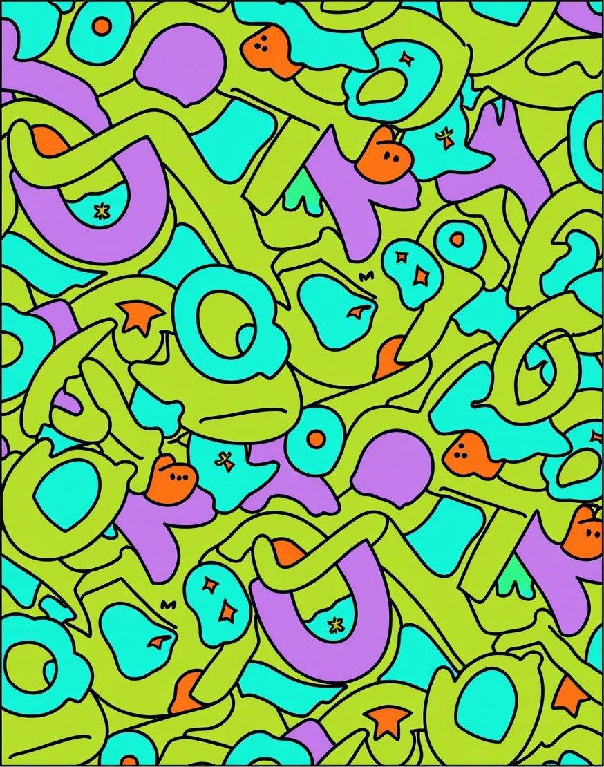 Groovy Lime Green Abstract Organic Form Rug