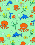 Playful Marine Life Dolphin Octopus Fish Rug
