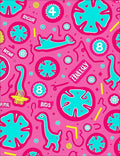 Whimsical Pink Turquoise Dinosaur Shapes Rug