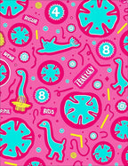 Whimsical Pink Turquoise Dinosaur Shapes Rug