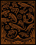 Orange Reptile Skeleton Assortment Rug
