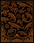 Orange Reptile Skeleton Assortment Rug