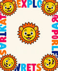 Colorful Lion Faces Around The Sun Rug