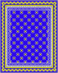 Royal Blue Golden Floral Medallion Border Rug