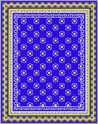 Royal Blue Golden Floral Medallion Border Rug