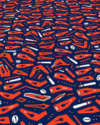 Orangecolored Objects Navy Blue Background Rug