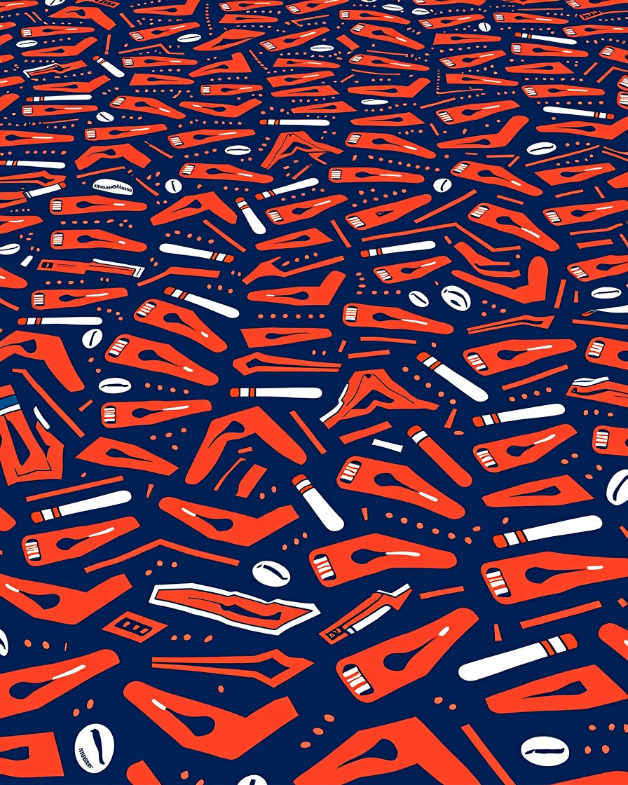 Orangecolored Objects Navy Blue Background Rug