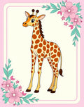 Cute Giraffe with Pink Floral Garland Rug