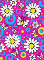 Vibrant Pink Daisy Butterfly Swirl Rug
