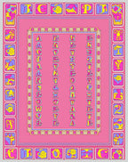 Fun Alphabet Pink Border Rug