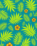Tropical Teal Palm Leaf Flower Rug