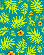 Tropical Teal Palm Leaf Flower Rug