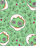 Whimsical Green Alien Floral Garden Rug