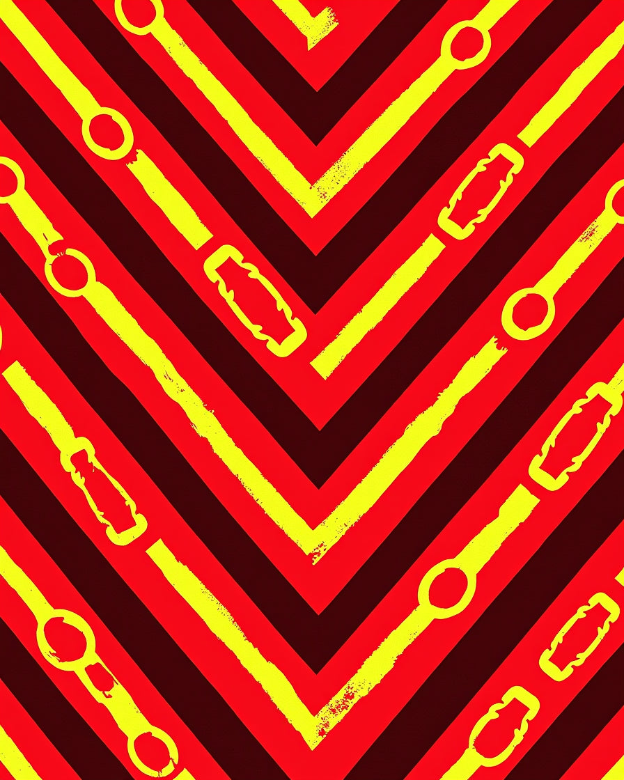 Bold Crimson Yellow Chain Links Rug