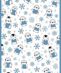 Cute Blue Penguin Snowflakes Repeat Rug
