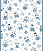 Cute Blue Penguin Snowflakes Repeat Rug