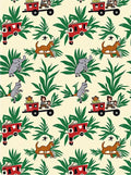 Cartoon Jungle Animals Red Train Tropical Rug
