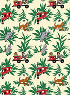 Cartoon Jungle Animals Red Train Tropical Rug