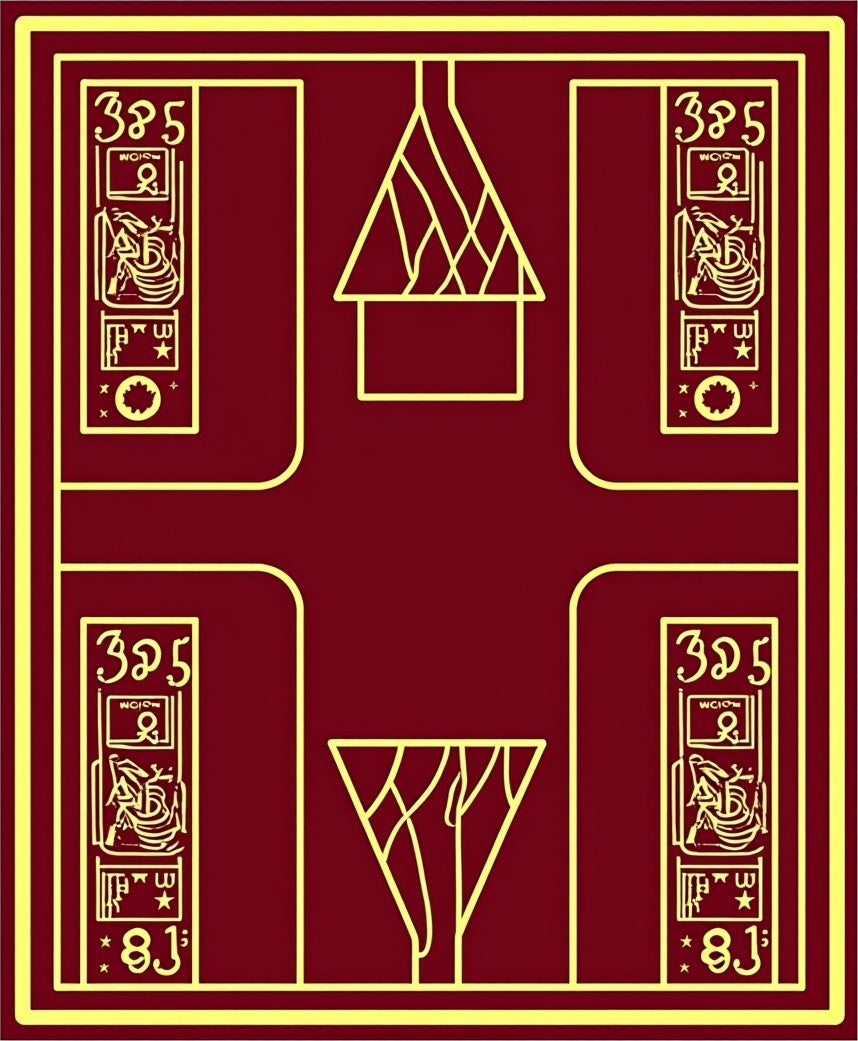 Crimson Gold Hieroglyphic Frame Rug