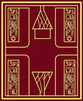 Crimson Gold Hieroglyphic Frame Rug