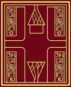 Crimson Gold Hieroglyphic Frame Rug