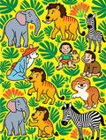 Jungle Friends Yellow Jungle Animals Rug