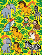 Jungle Friends Yellow Jungle Animals Rug