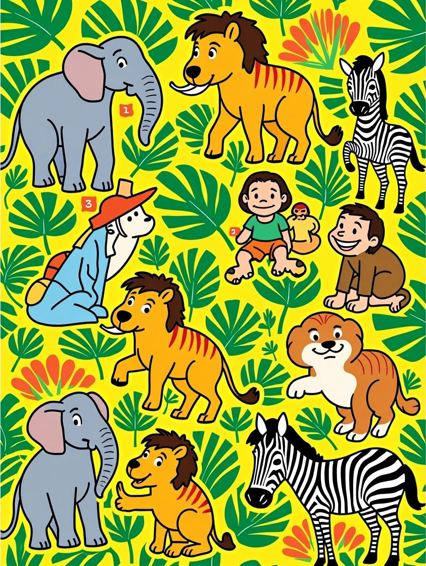 Jungle Friends Yellow Jungle Animals Rug