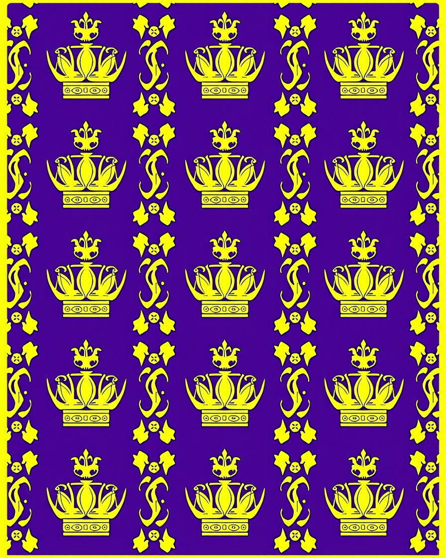 Royal Crown Purple Yellow Tile Rug