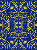Royal Blue Golden Vine Scroll Rug
