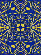 Royal Blue Golden Vine Scroll Rug