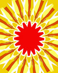 Bold Red Sunburst Yellow Rays Rug
