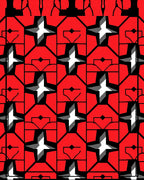 Bold Red Geometric Starburst Rug