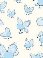 Light Blue Whimsical Bird Collection Rug