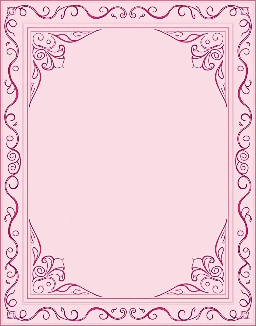 Delicate Lilac Scrollwork Border Rug