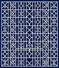 Navy White Interlocking Geometric Layout Rug