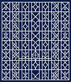 Navy White Interlocking Geometric Layout Rug
