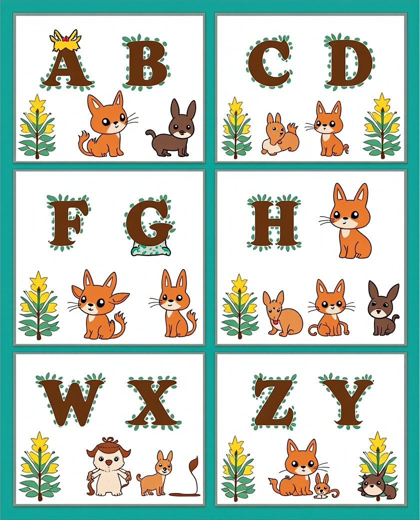 Whimsical Woodland Alphabet Animals Rug