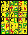 Alphabet Monsters Yellow Green Red Rug
