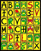 Alphabet Monsters Yellow Green Red Rug
