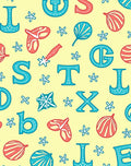 Alphabetical Nautical Icons Summer Yellow Rug